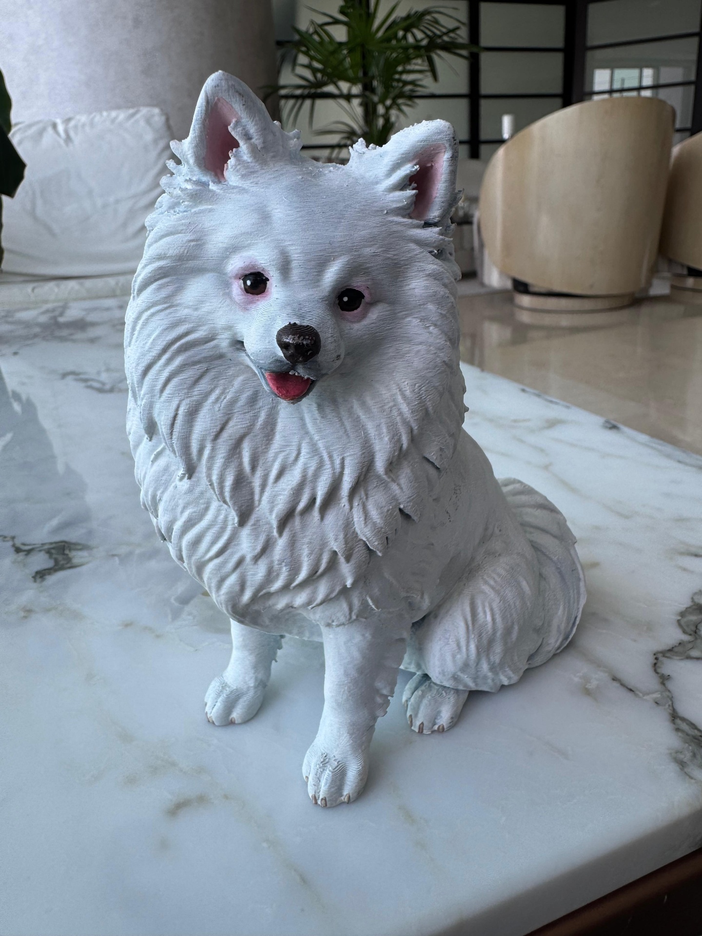 Escultura de pomerania blanco