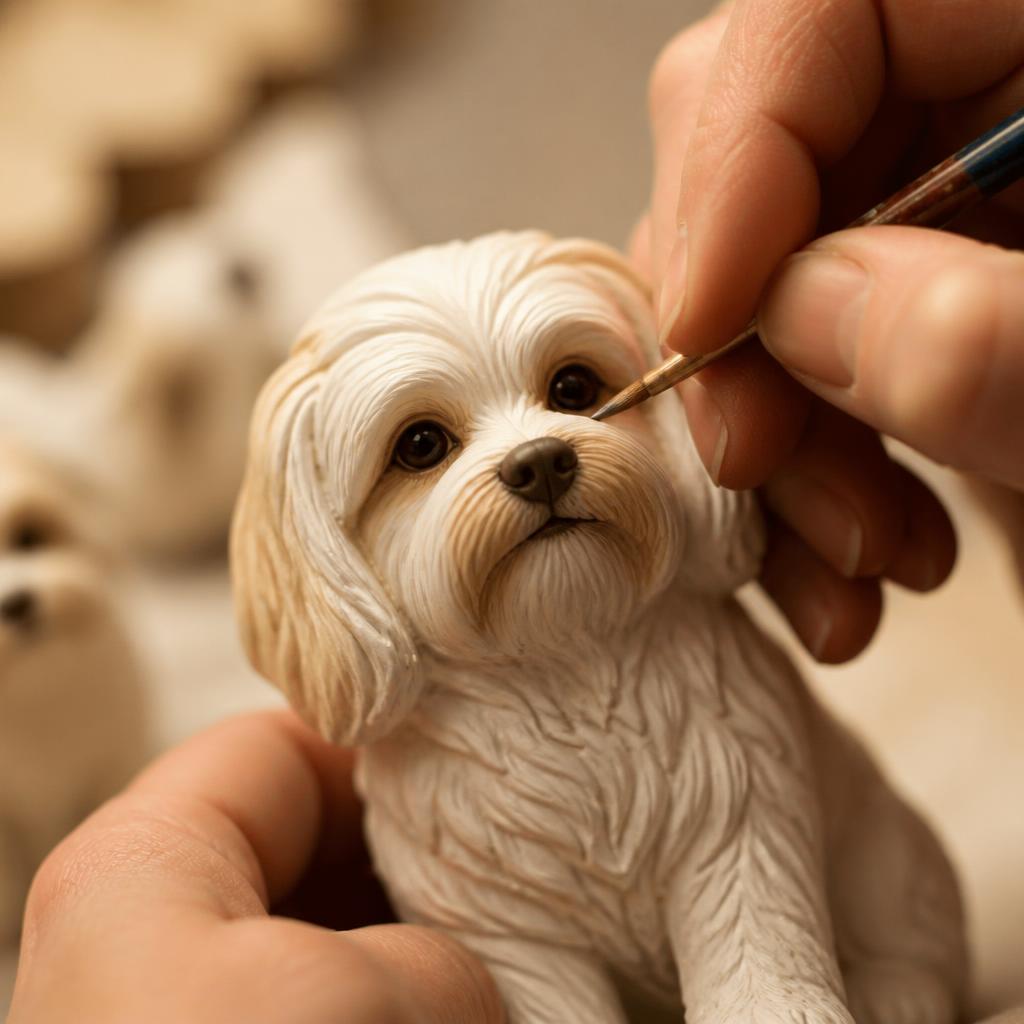 Pintura a mano de una escultura